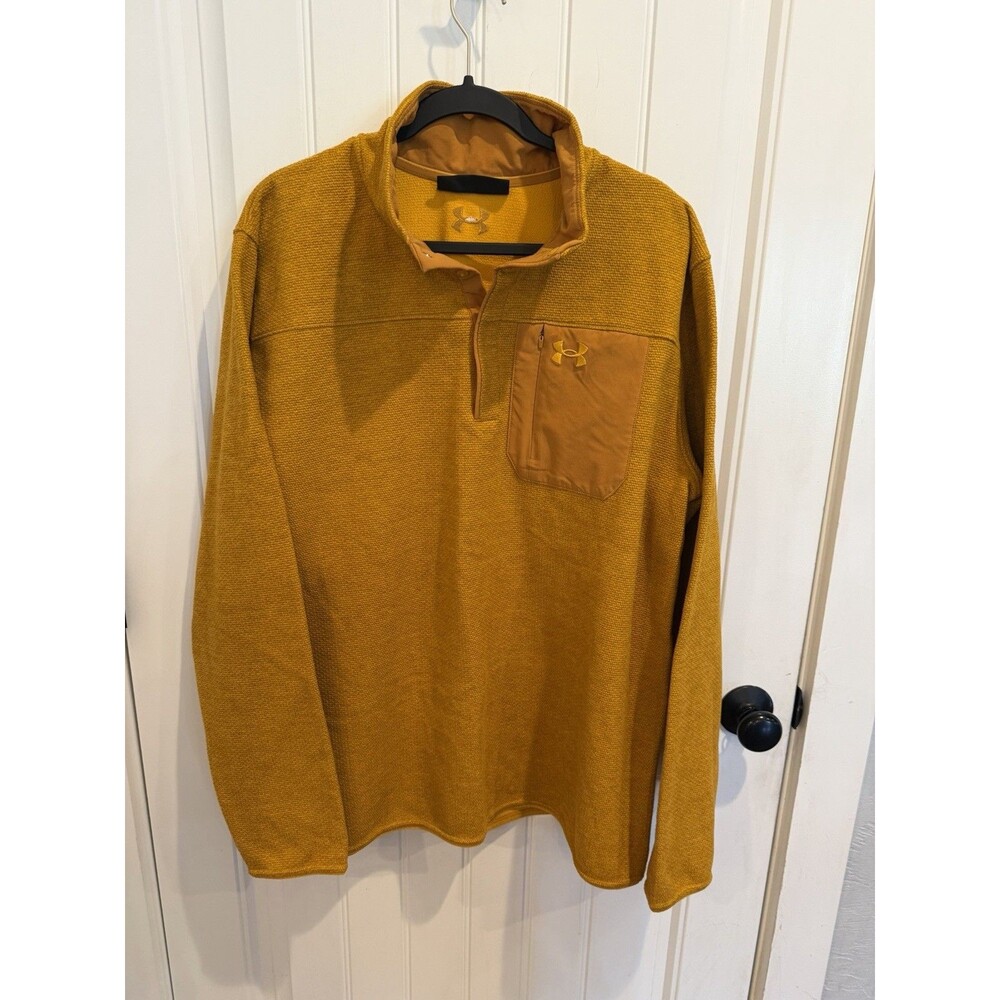 Under Armour ColdGear Men’s XXL Mustard Yellow Quarter Snap Pullover Loose Fit